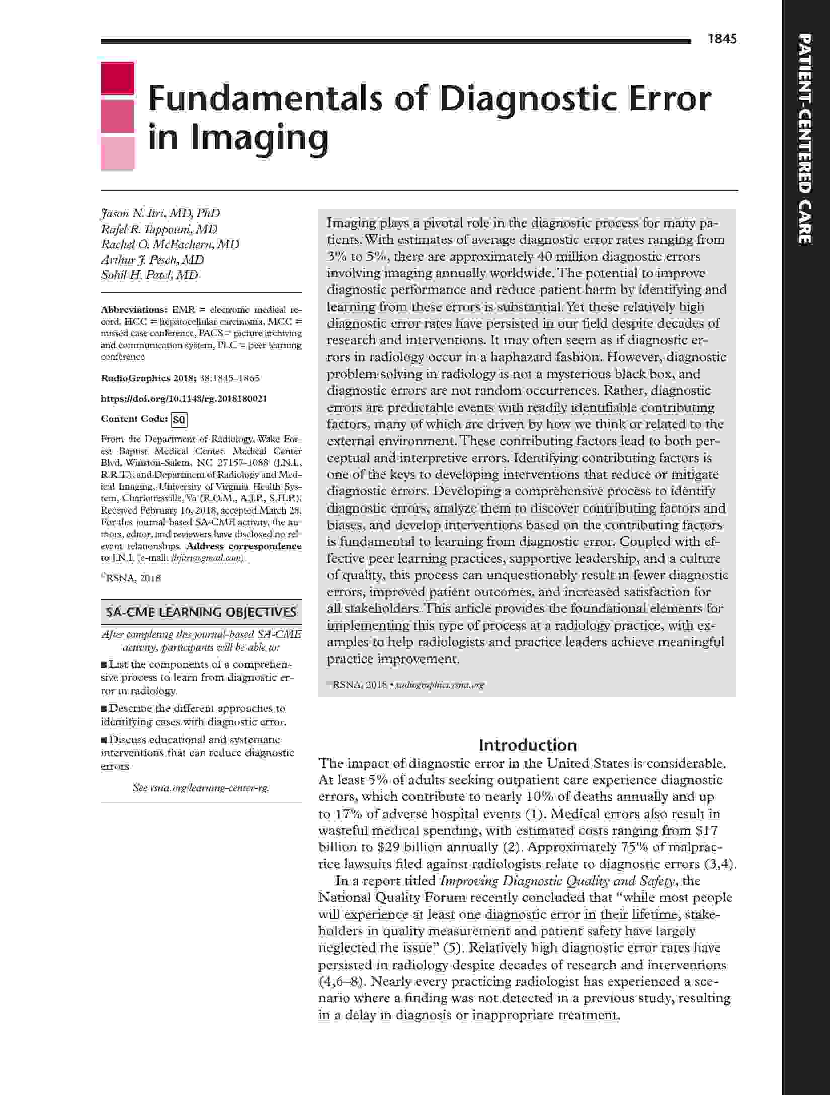 Fundamentals of Diagnostic Error in Imaging